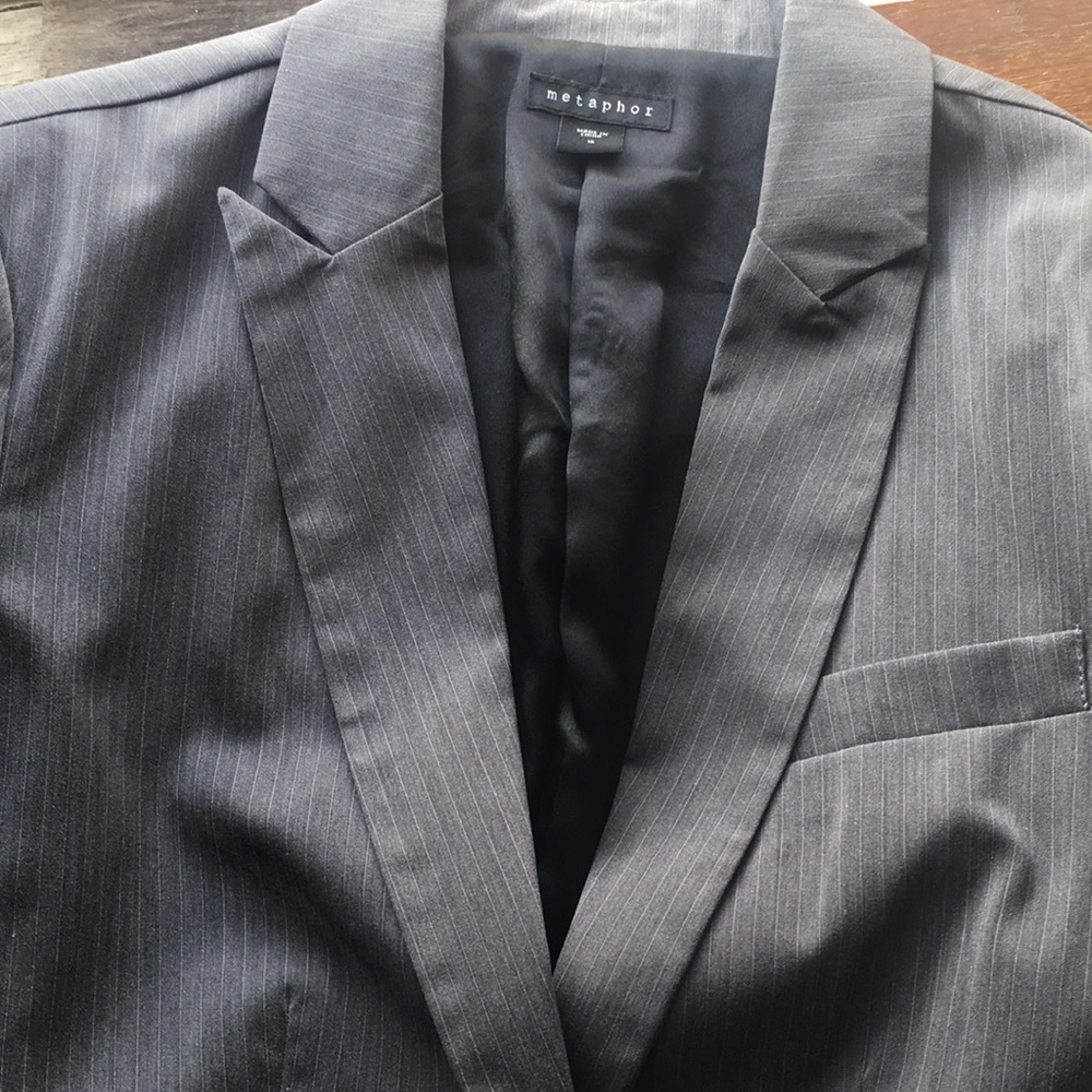 Gray pinstriped blazer